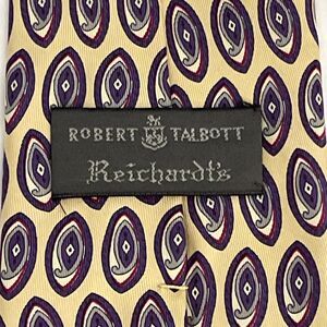 Robert Talbott Best of Class Tie Yellow Silk Medallion Hand Sewn USA Vtg NWT